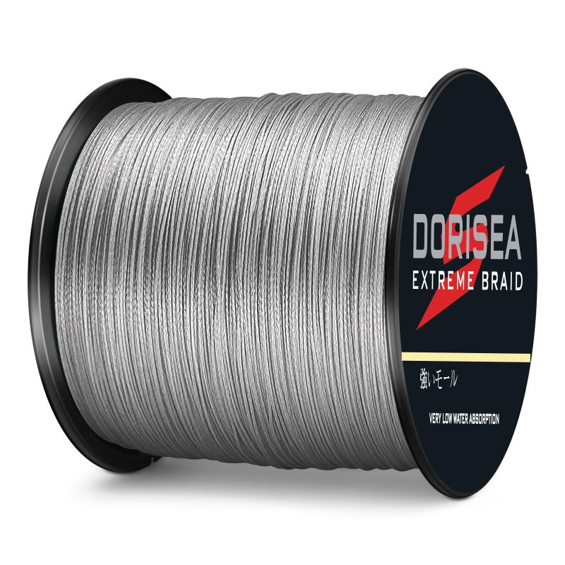 Dorisea خط صيد مضفر دوريسيا إكستريم 100% بي رمادي 109 ياردة - 2187 ياردة 6-550 رطل اختبار خيط صيد مقاوم للاحتكاك سوبرلاين مذهل (100م/109 ياردة 6 رطل/0.10 مم) - Image 3